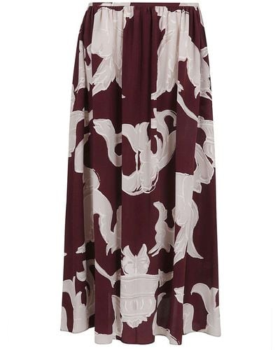 Valentino All-over Patterned High Waist Skirt - Purple