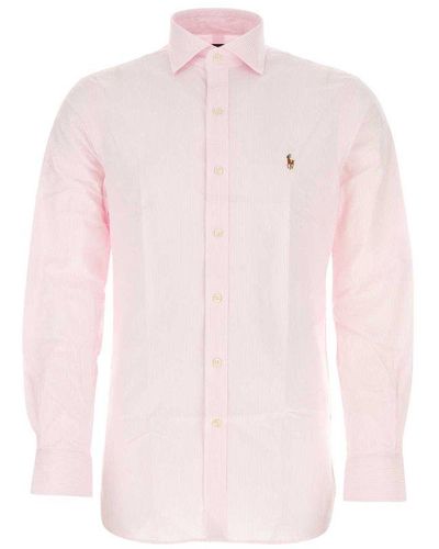 Polo Ralph Lauren Pony-embroidered Striped Buttoned Shirt - Pink