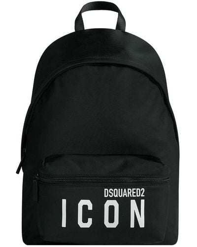 DSquared² Closure With Zip Printed Backpacks - Black