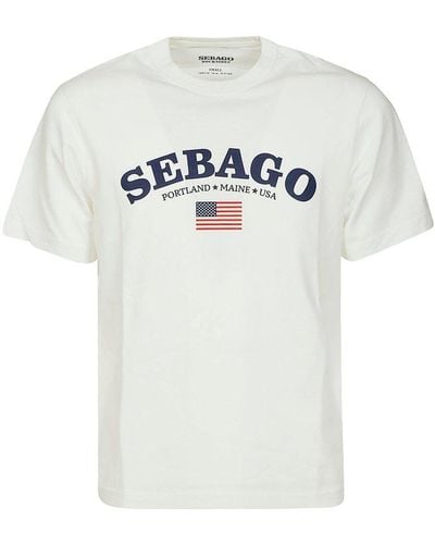 Sebago Logo Printed Crewneck T-shirt - White