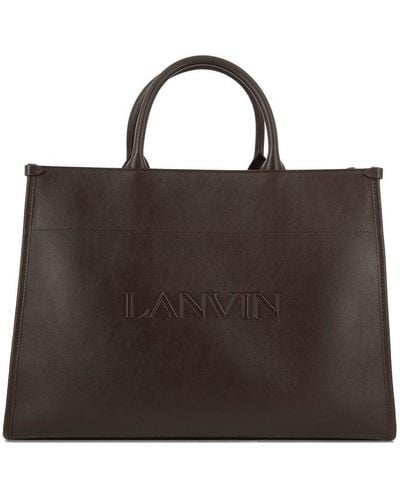 Lanvin Logo Embossed Tote Bag - Black