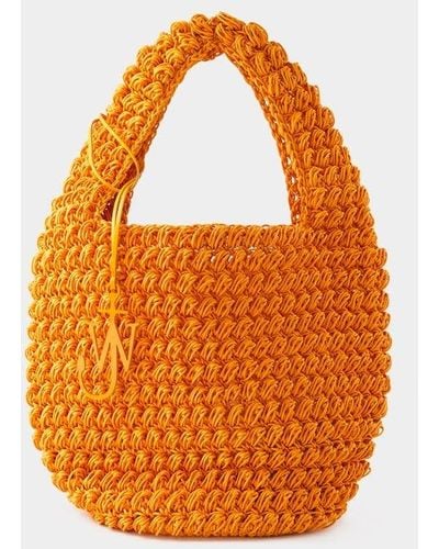 JW Anderson Logo Charm Popcorn Large Basket Bag - Orange
