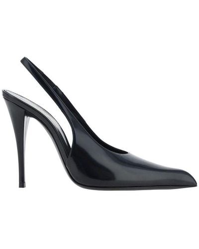 Saint Laurent Pointed Toe Slingback Court Shoes - Black