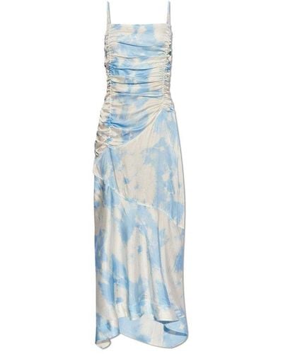 Ganni Satin Sleeveless Dress - Blue