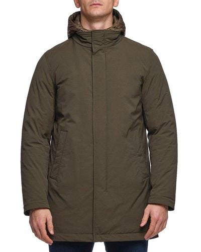 Herno Zip-up Layered Hooded Coat - Green