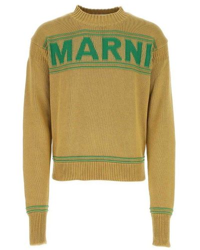 Marni Logo Intarsia Knitted Jumper - Green