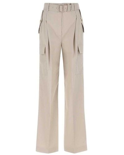 Prada Belted Detail Wide-leg Pants - Natural