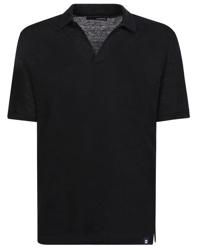 Lardini Straight Hem Polo Shirt - Black