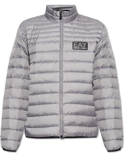 EA7 Down Jacket With Logo - Grey