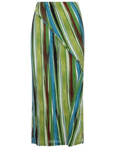 Diane von Furstenberg Archer Striped Wrap Skirt - Green