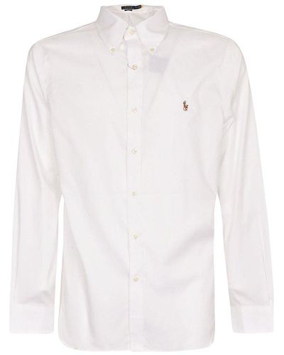 Ralph Lauren Polo Logo Embroidered Buttoned Shirt - White