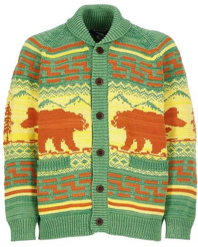 Junya Watanabe X Comme Des Garcons Knitted Cardigan - Green