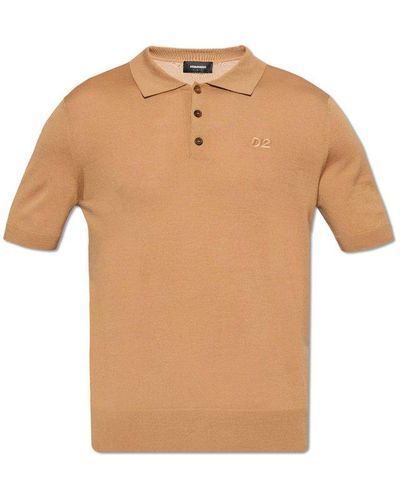 DSquared² Short-sleeved Knitted Polo Shirt - Natural