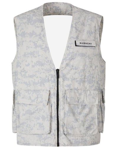 Givenchy Logo Patch Cargo Vest - Gray