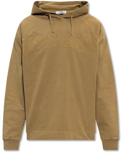 Stone Island Hoodie With Logo - Natural