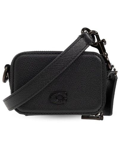 COACH Card Holder With Strap, - Black