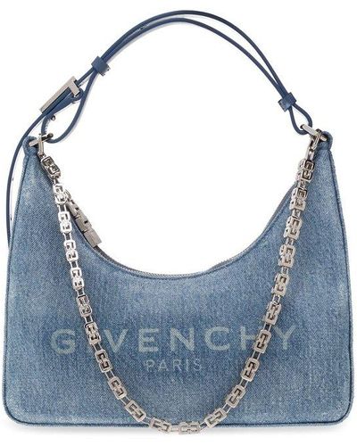 Givenchy Embellished Leather-trimmed Denim Shoulder Bag - Blue