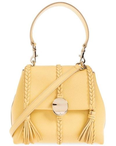 Chloé Penelope Braid-detailed Small Top Handle Bag - Yellow