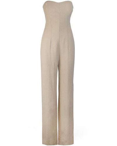 FEDERICA TOSI Sweetheart Strapless Wide-leg Jumpsuit - Natural