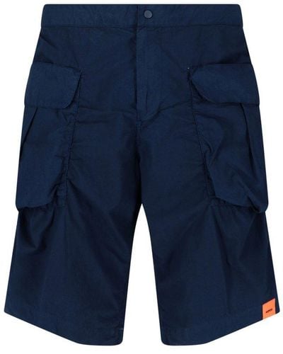 Aspesi Buttoned Straight-leg Cargo Shorts - Blue