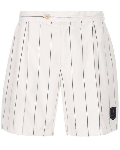 Brunello Cucinelli Logo-appliqué Knee-length Striped Shorts - White