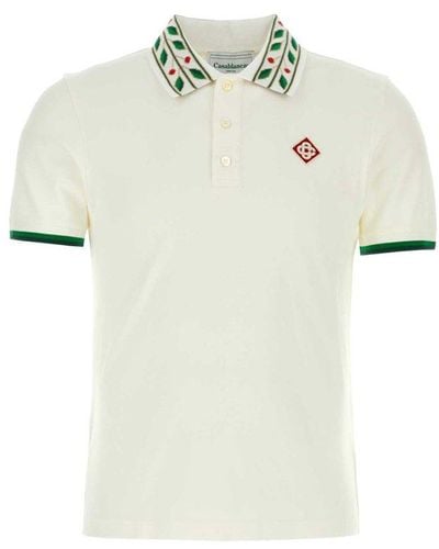 Casablancabrand Laurel Logo Patch Polo Shirt - White