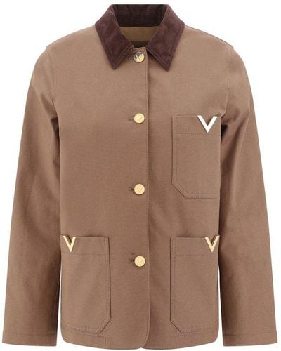 Valentino Couture Canvas Straight Hem Jacket - Brown
