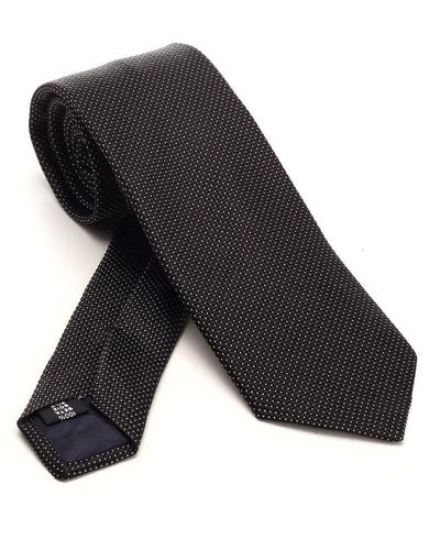 Tagliatore All-over Dot Patterned Pointed-tip Tie - Black