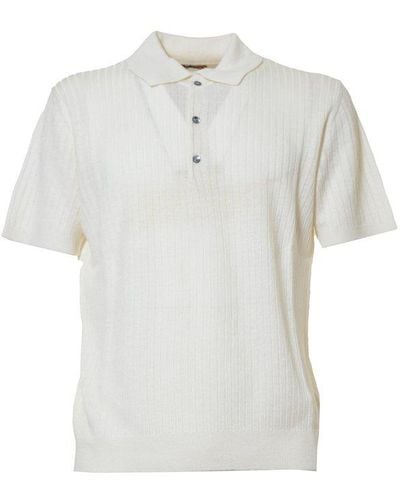 Barena Short-sleeved Ribbed Knitted Polo Shirt - White
