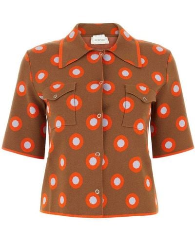 Sportmax Buttoned All-over Patterned Cardigan - Orange