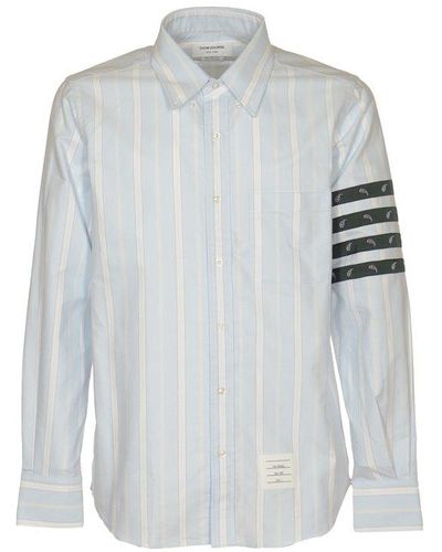 Thom Browne 4-bar Detailed Buttoned Shirt - Gray