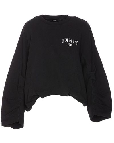 Pinko Logo Printed Oversized Sweatshirt - Black