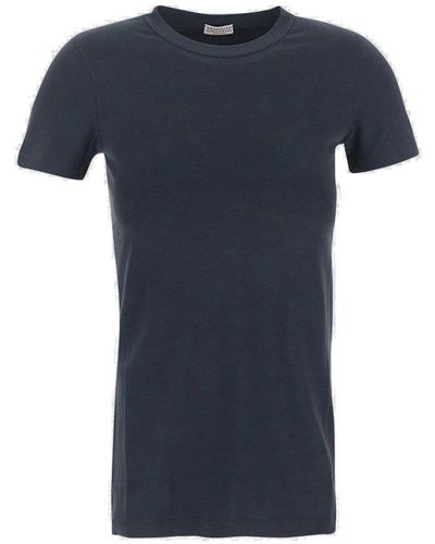 Brunello Cucinelli Plain Jersey T-shirt - Blue