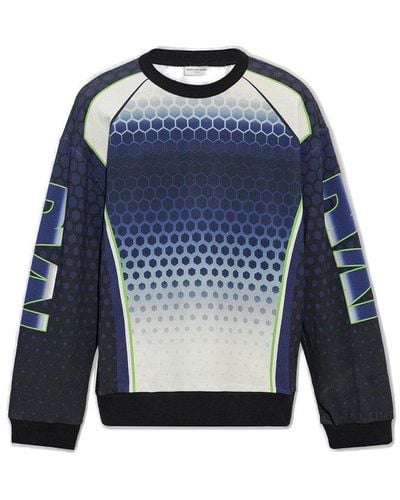Dries Van Noten Geometrical Motif Crewneck Sweatshirt - Blue