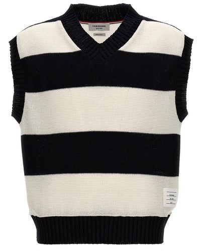 Thom Browne Rugby Stripe Vest - Black