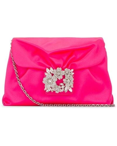 Roger Vivier Embellished Draped Clutch Bag - Pink