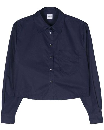 Aspesi Buttoned Cropped Shirt - Blue