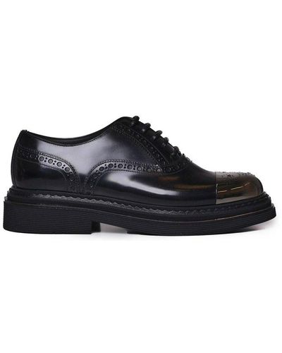 Dolce & Gabbana Round Toe Derby Shoes - Black