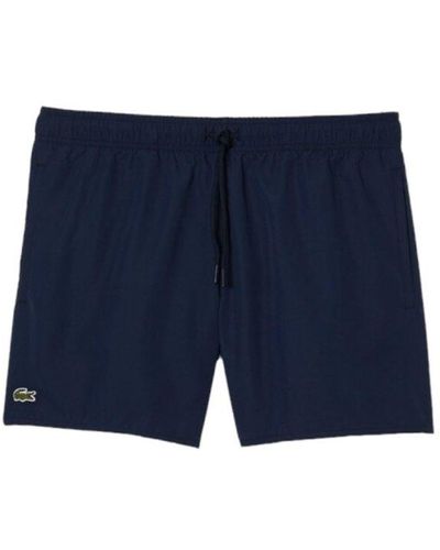 Lacoste Logo Patch Drawstring Swim Shorts - Blue
