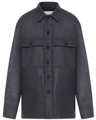 Jil Sander Pointed-collar Buttoned Jacket - Blue
