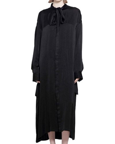 Uma Wang Ruffled Trim Drop Shoulder Alive Dress - Black