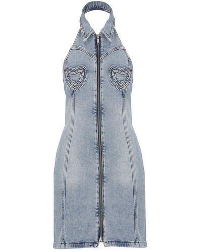 Moschino Jeans Zip-up Denim Dress - Blue