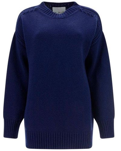 Sa Su Phi Crewneck Long-sleeved Sweater - Blue
