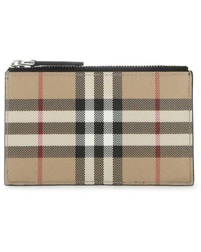 Burberry Vintage Check Zip Card Holder - Natural