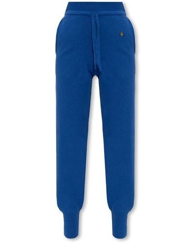 Vivienne Westwood Logo-embroidered Knitted Sweatpants - Blue