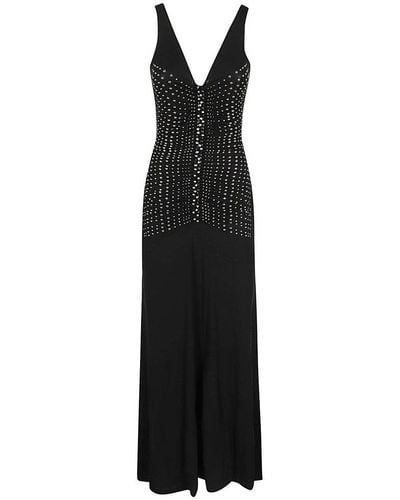 Rabanne Embellished V-neck Dress - Black