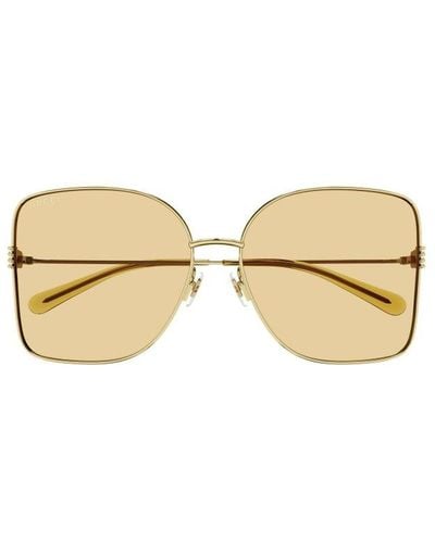 Gucci Rectangle Frame Sunglasses - Natural
