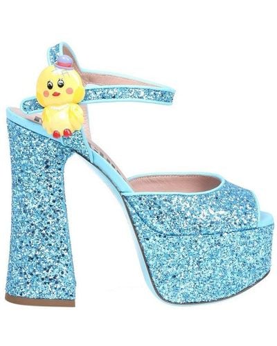 Moschino Glitter Ankle Strapped Sandals - Blue