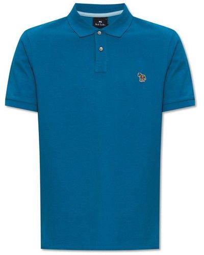 PS by Paul Smith Zebra Patch Short-sleeved Polo Shirt - Blue
