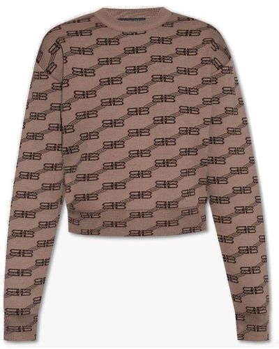 Balenciaga Sweater With Monogram - Brown